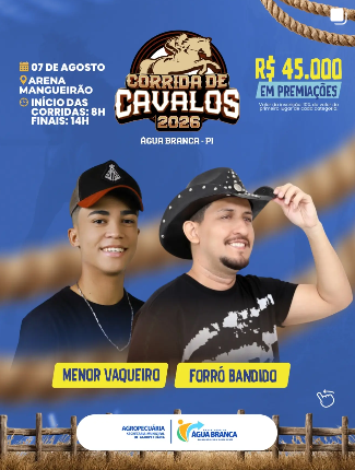 Corrida de Cavalos 2026 ÁGUA BRANCA-PI - 07 de Agosto