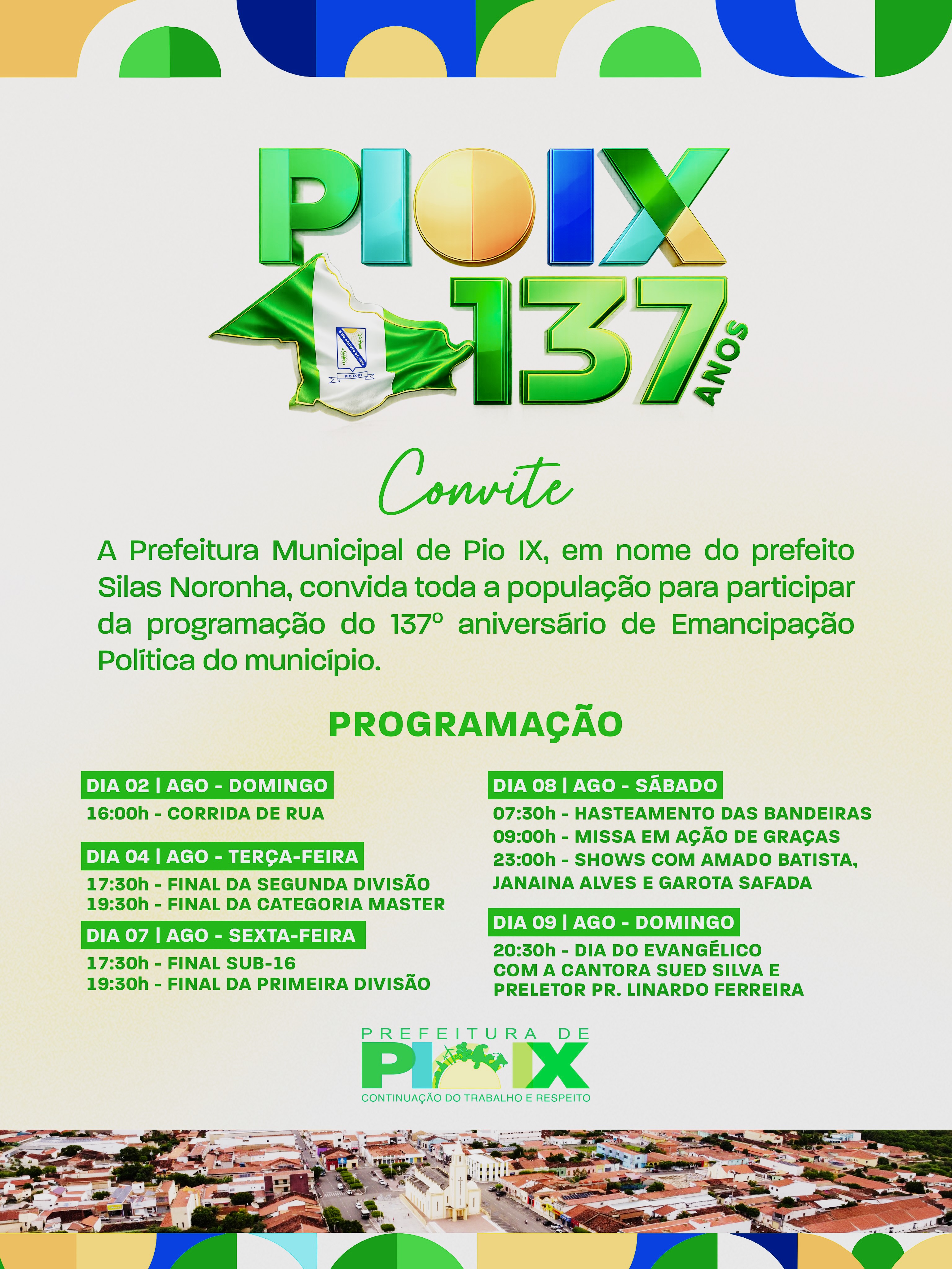 Aniversário PIO IX 137 ANOS | 02 a 09 de Agosto